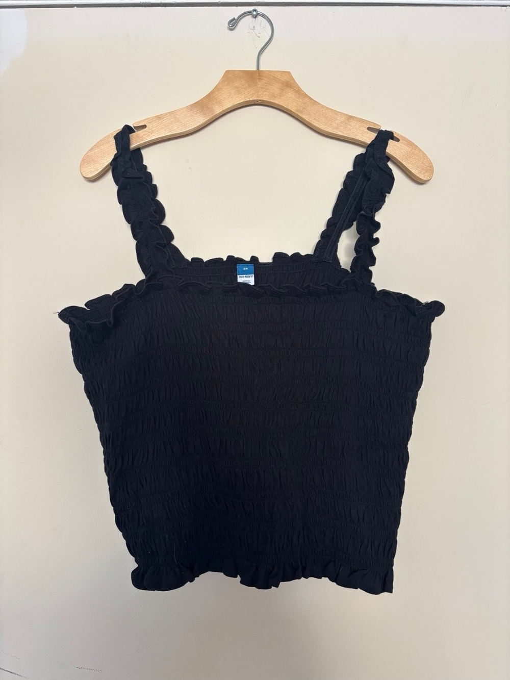 Old Navy Black Smocked Ruffle Strap Camisole